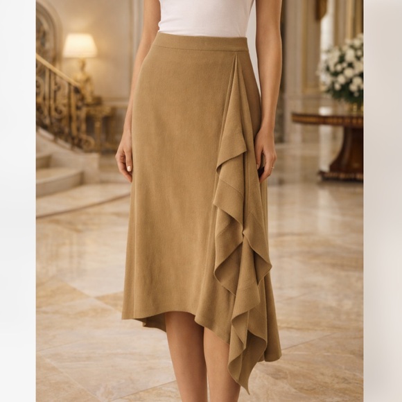 Michael Kors Collection Dresses & Skirts - < Michael Kors Luxury Cashmere Asymmetrical Cascading Ruffle Skirt >